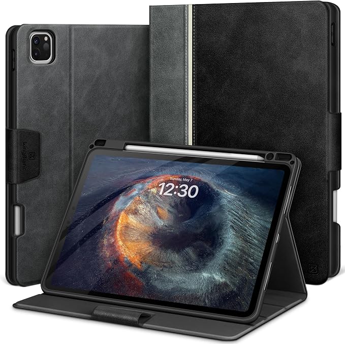 Funda para iPad Pro de 13 pulgadas (M5 2025/M4 2024) con Soporte para Pencil, Funda de Soporte de Cuero Vegano
