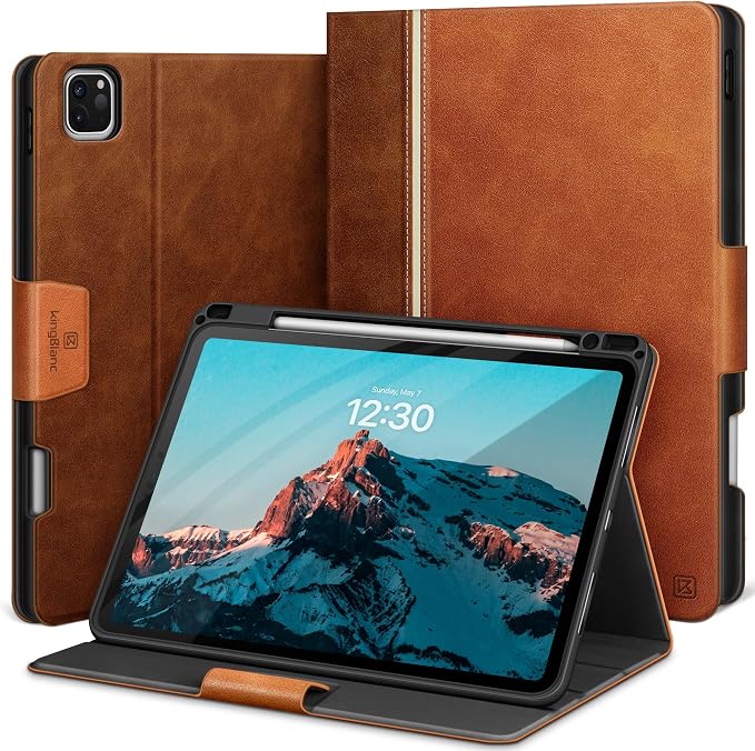Funda para iPad Pro de 13 pulgadas (M5 2025/M4 2024) con Soporte para Pencil, Funda de Soporte de Cuero Vegano