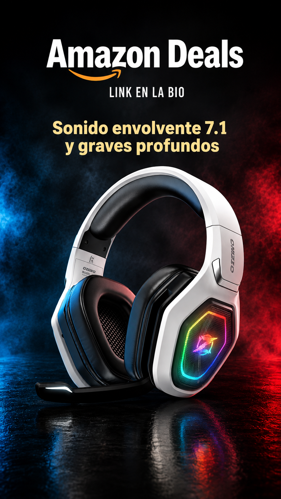 Ozeino - Auriculares inalámbricos de 2.4GHz para juegos para PC, PS5, PS4 - Audio sin pérdida USB y auriculares de juego ultra estables tipo C con micrófono abatible