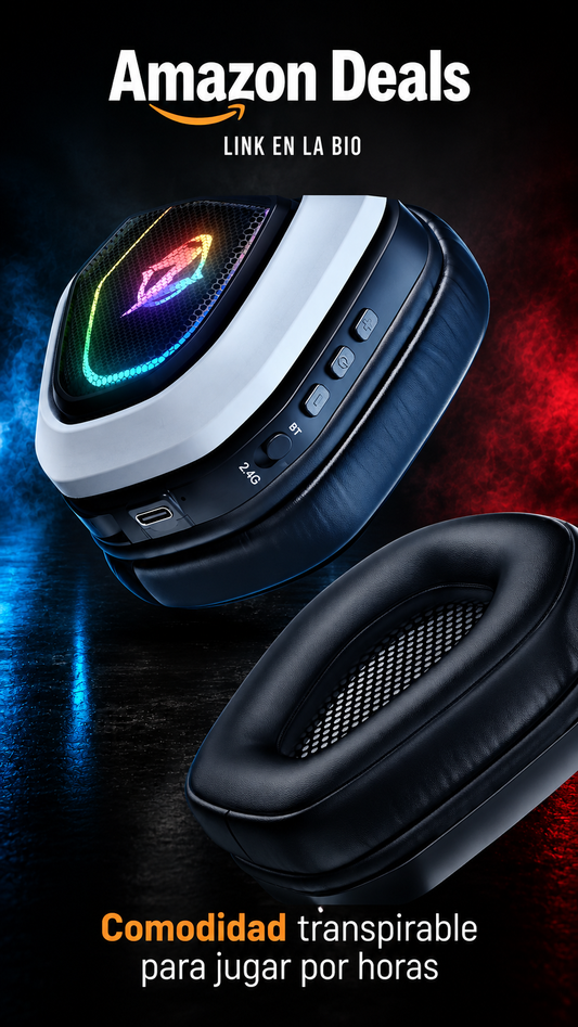 Ozeino - Auriculares inalámbricos de 2.4GHz para juegos para PC, PS5, PS4 - Audio sin pérdida USB y auriculares de juego ultra estables tipo C con micrófono abatible