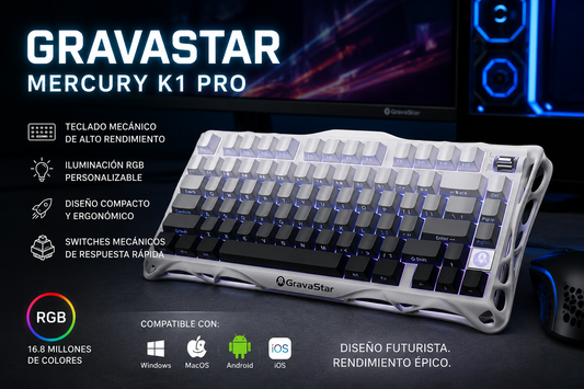 GravaStar Teclado mecánico inalámbrico Mercury K1 75% para juegos